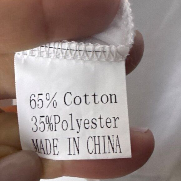 Mens White Long Sleeve Henley Shirt With Pocket 65% Cotton 35% Polyester - Picture 5 of 6